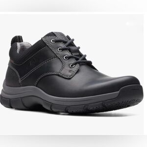 Clarks Men’s Black Leather Lace-Up Oxford with Gray Sole Size 7